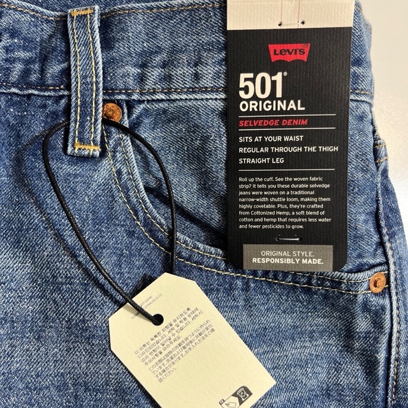 Levi’s 501 Selvedge Jeans Men's 34x32 Blue Premium Original NWT - Picture 7 of 16